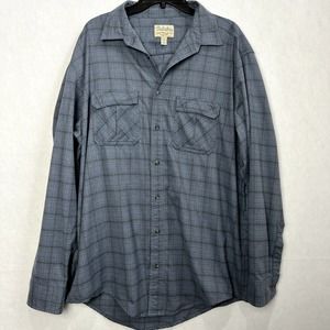 Cabela's Shirt Size XL Blue Plaid Button Down Long Sleeve Double Pocket Layering